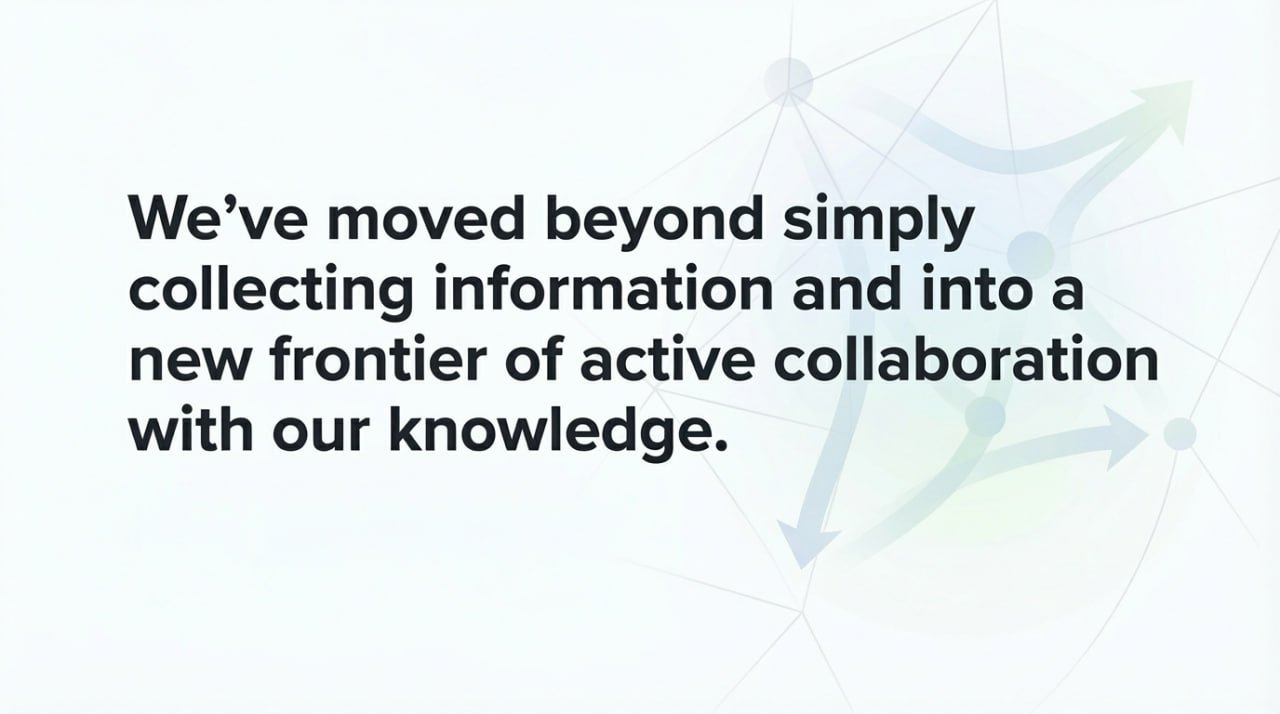 A filing cabinet dissolves into digital fragments; a person co-creates with a glowing knowledge‑graph AI; and three panels show Socratic Tutor (Q&A bubbles), Idea Synthesizer (interlinked notes), and Creative Muse (outline to draft).