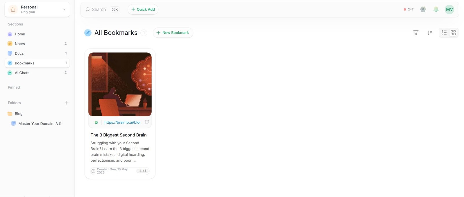 A screenshot of the Brainfo Weblinks menu with video link samples and their thumbnails