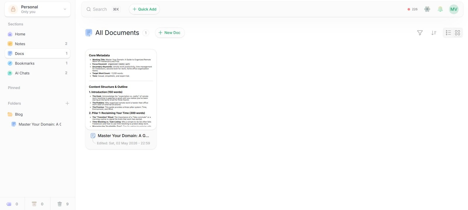A screenshot of the Brainfo Docs menu with a online Docs samples