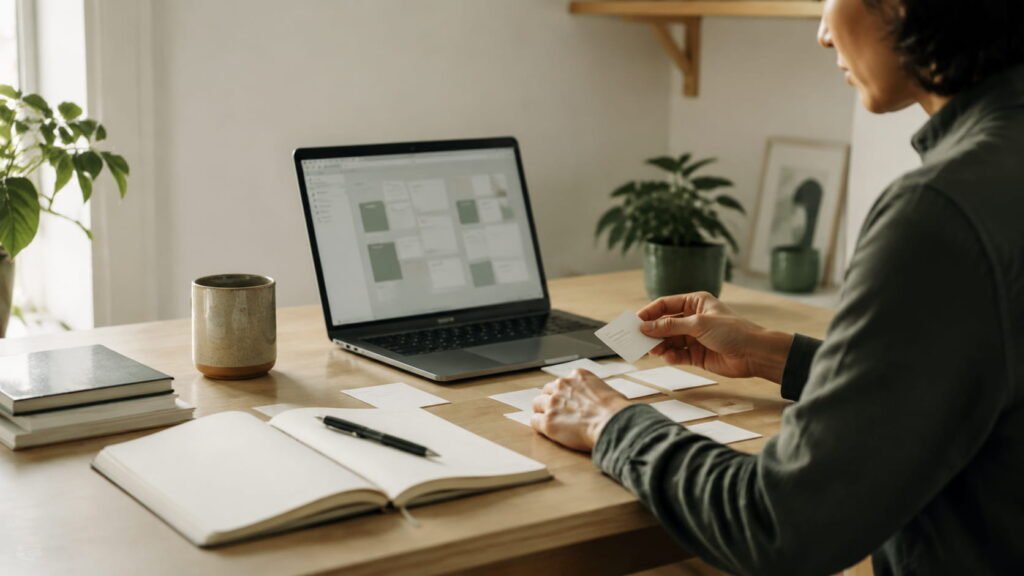 A simple second brain workspace with an inbox, project notebook, reference book, and weekly planner